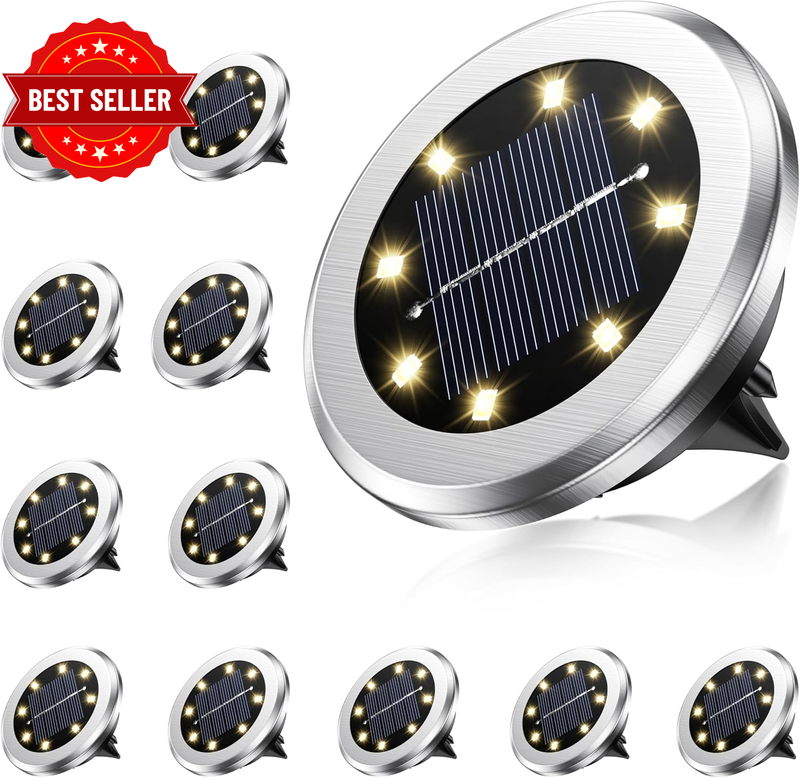 12 Pack Solar Ground Lights,Led Solar Pathway Light Outdoor (Warm White)