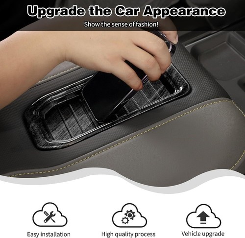Molded Armrest Storage Box Trim Cover For Chevy Silverado 2019+ Black Wood Grain