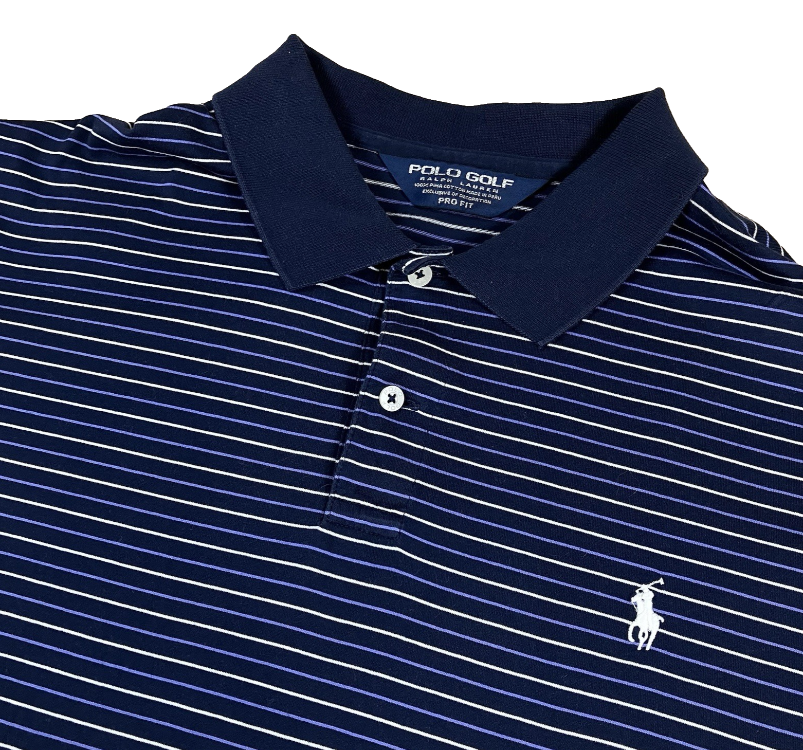 Polo Golf RALPH LAUREN Men XL Pro Fit Blue Stripe Cotton