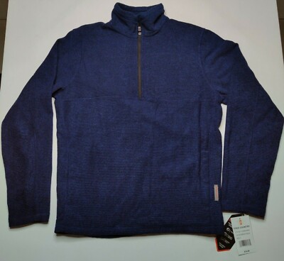Free Country Men Small Bright Blue Layered Textured 1/4 Zip Pullover NEW