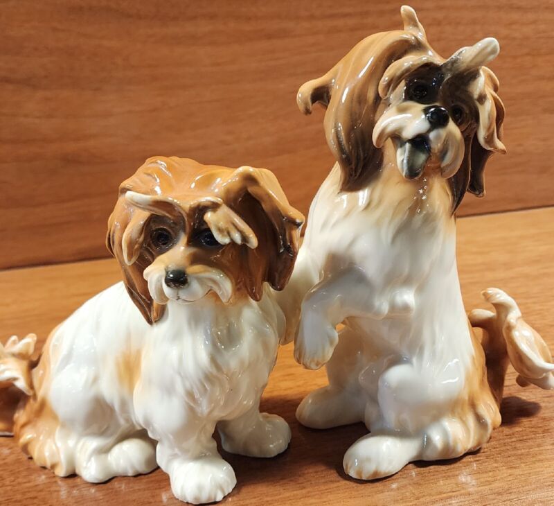 KARL ENS  Germany. Lhasa Apso Dogs. Antique Porcelain Figurine Pair ,1919 -1945