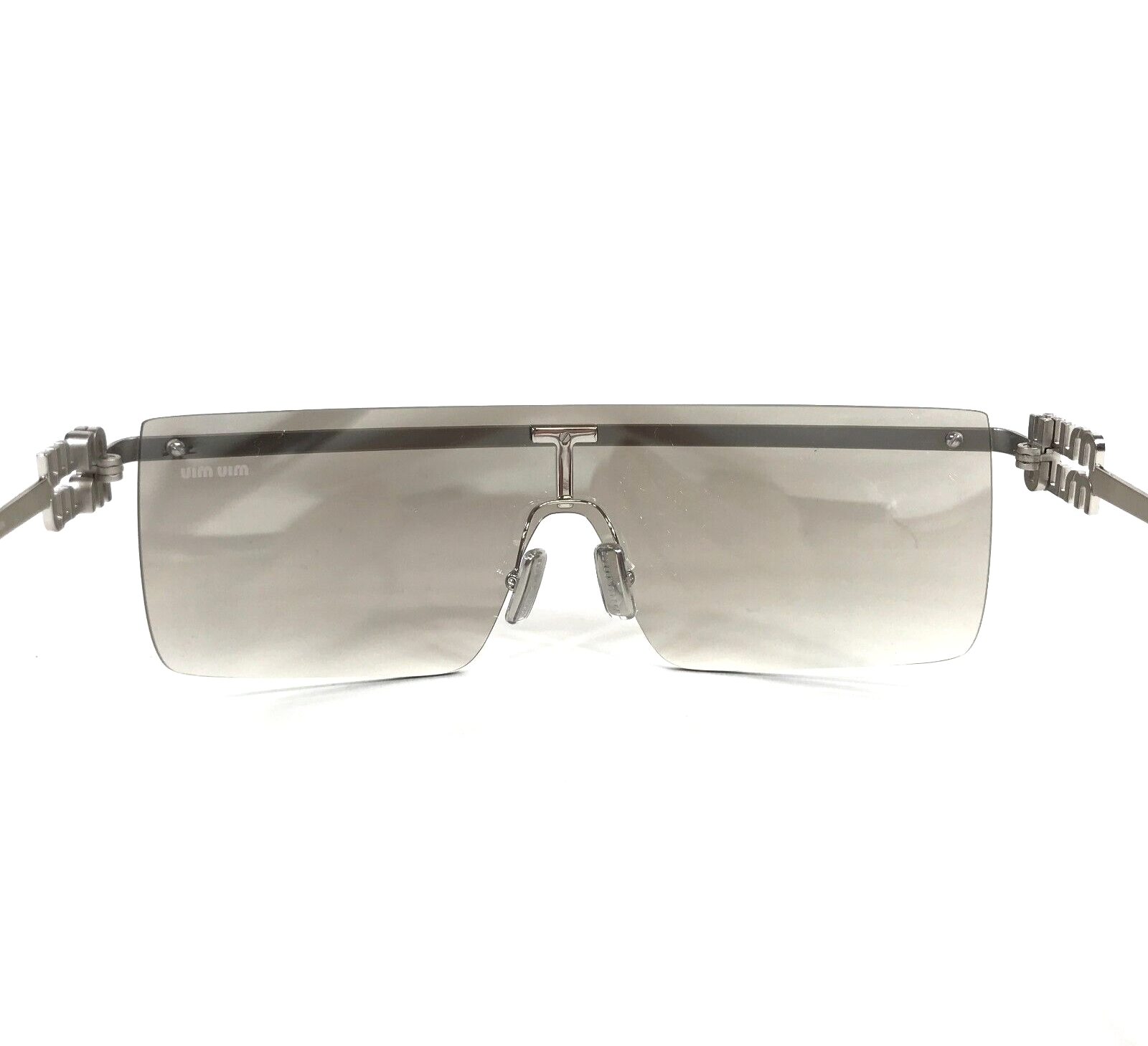 Pre-owned Miu Miu Sunglasses Smu50z 1bc-8k1 Silver Frames With Silver Gray Gradient Lens