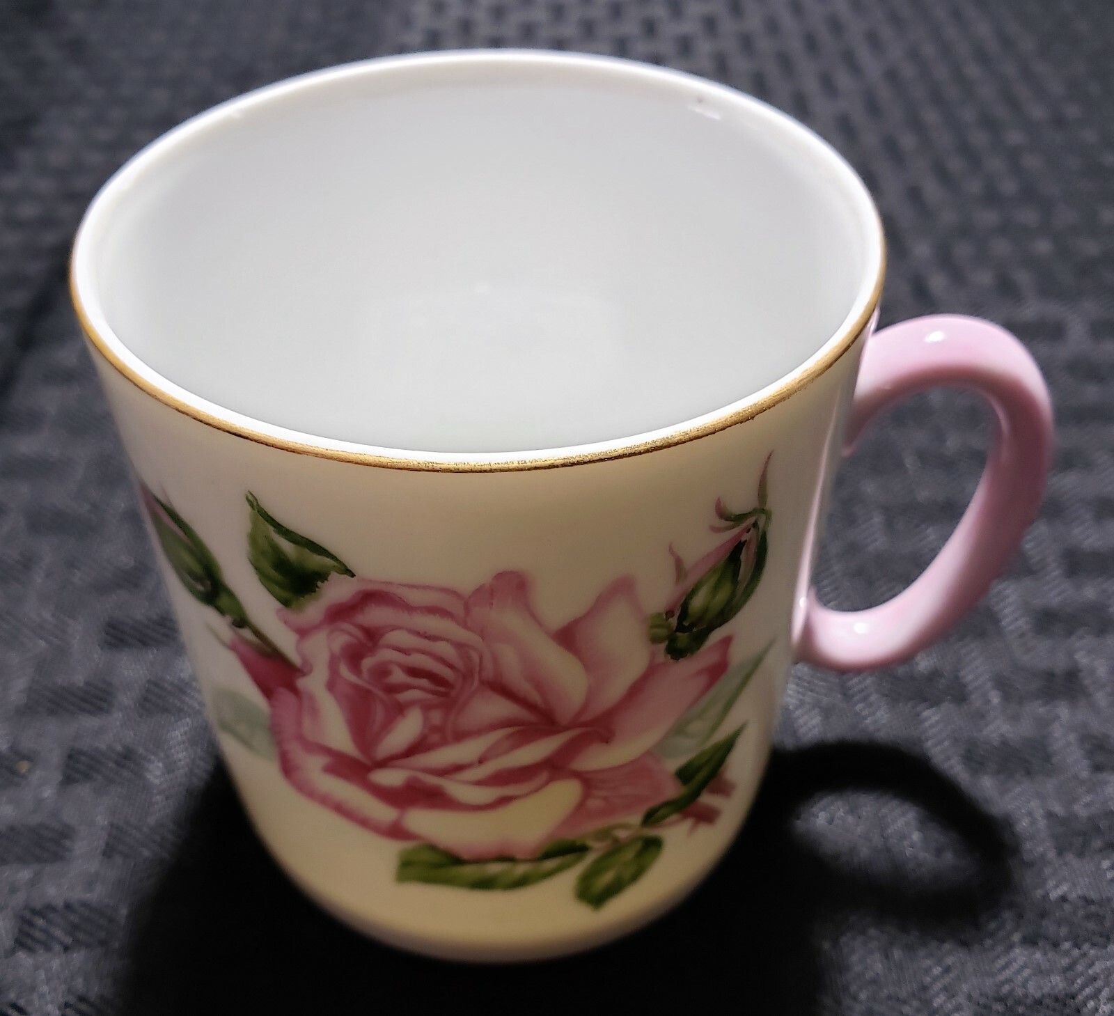 Vintage Set of 3 LEFTON CHINA Hand Painted Cups w Roses & Pastel Handles #170