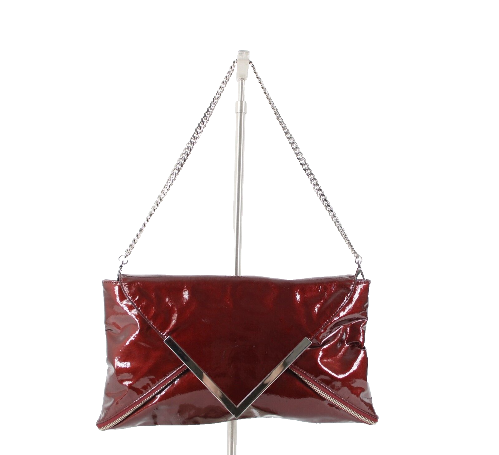 ミュージシャン 373 ENAMEL LIVE BAG (BURGUNDY) Kooba 13 x 8 x 2 Red Burgundy Silver Hardware Zip Patent