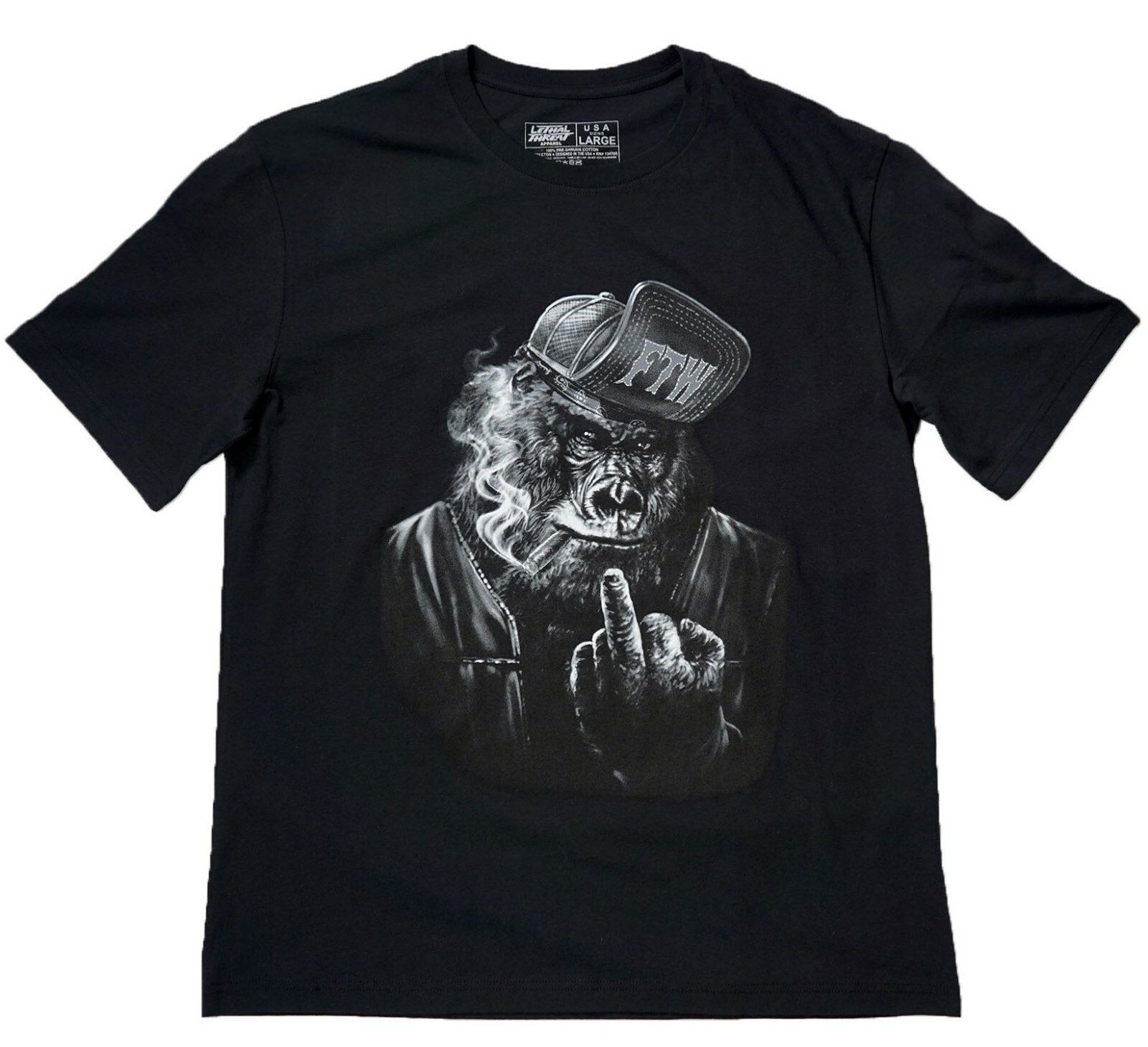 Lethal Threat Middle Finger Gorilla FTW Smoke Biker