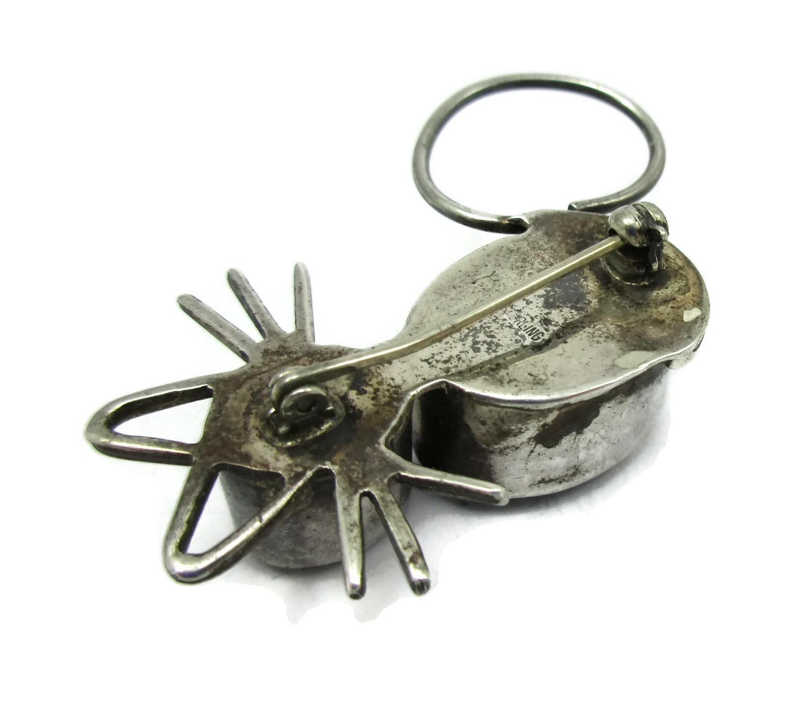 Tourmaline Quartz Sterling Brooch Pin Cat Figural Brooch Artisan Handmade