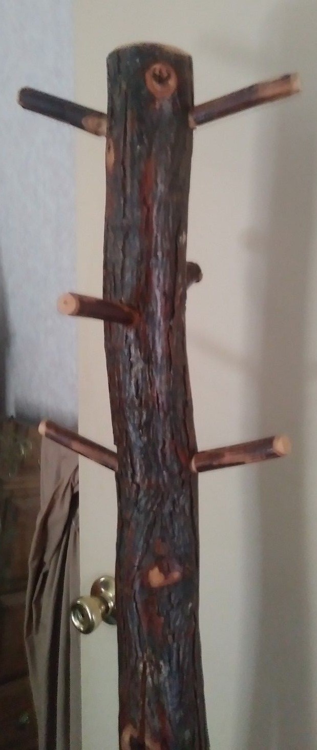 Live Edge rustic cabin All Natural Floor Pole Coat Rack 65