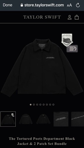 Pre-owned Taylor Swift Tortured Poets Department Jacket Small (in Hand‼️) In Black