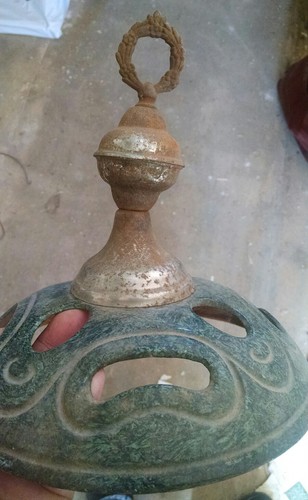 #138 Marble Green Antique Decorative Cast Iron Stove Top Finial