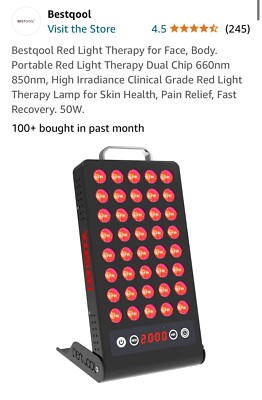 Bestqool Red Light Therapy for Face, Body. Portable Red Light Therapy Dual Chip