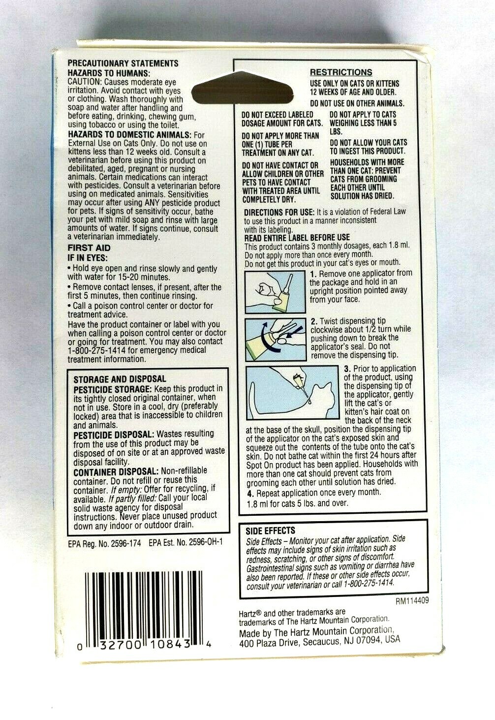 Hartz UltraGuard Pro Flea & Tick for Cats 5lbs. 3 Treatments