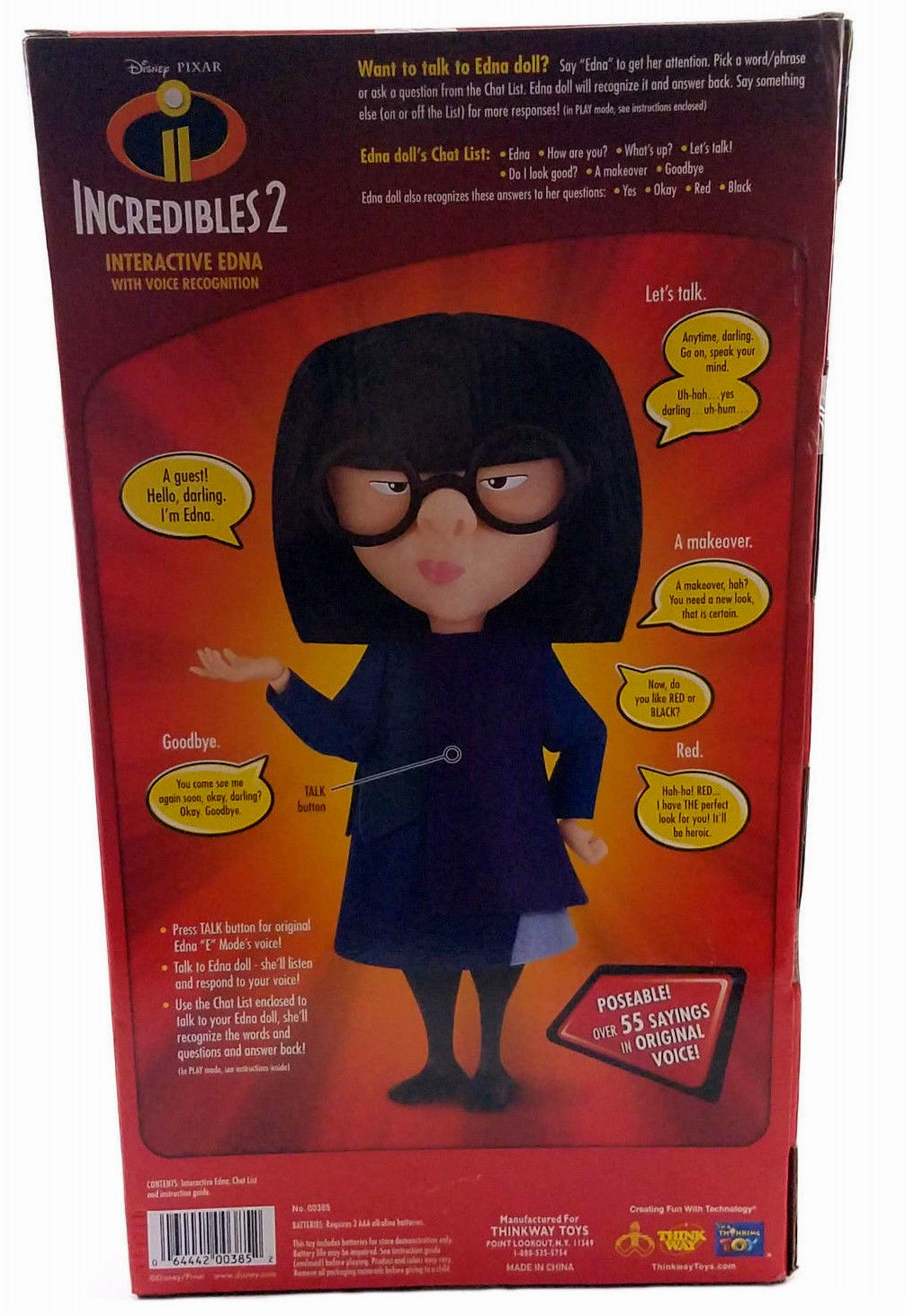 Disney Pixar Incredibles 2 Interactive Edna with Voice Recognition Talking Doll