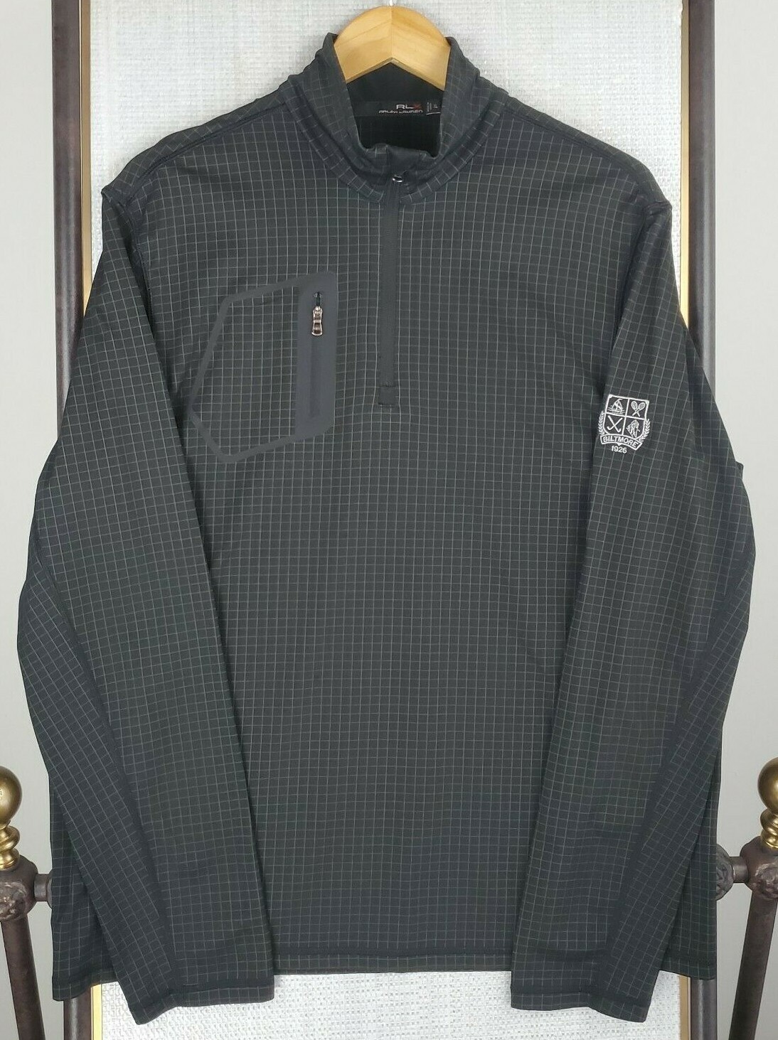 RLX Ralph Lauren Size XL Black Graph Check 1/4 Zip Windshirt RLX Ralph Lauren Size XL Black Graph Check 1/4 Zip Windshirt