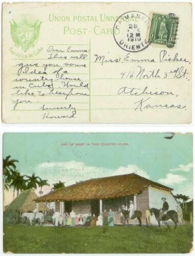 1910 Caimanera Oriente posted pc of country house with family
