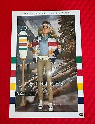 New Canadian Hudson's Bay HBC Stripes 2020 Limited Edition Adventure Barbie Doll