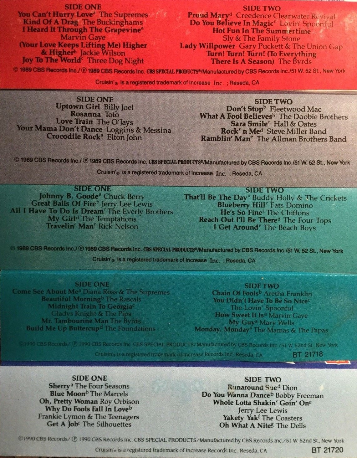 5 CRUISIN CLASSICS SHELL GAS PROMO CASSETTE TAPES LOT VOL. 1 2 3 4 6 50'S - 80'S