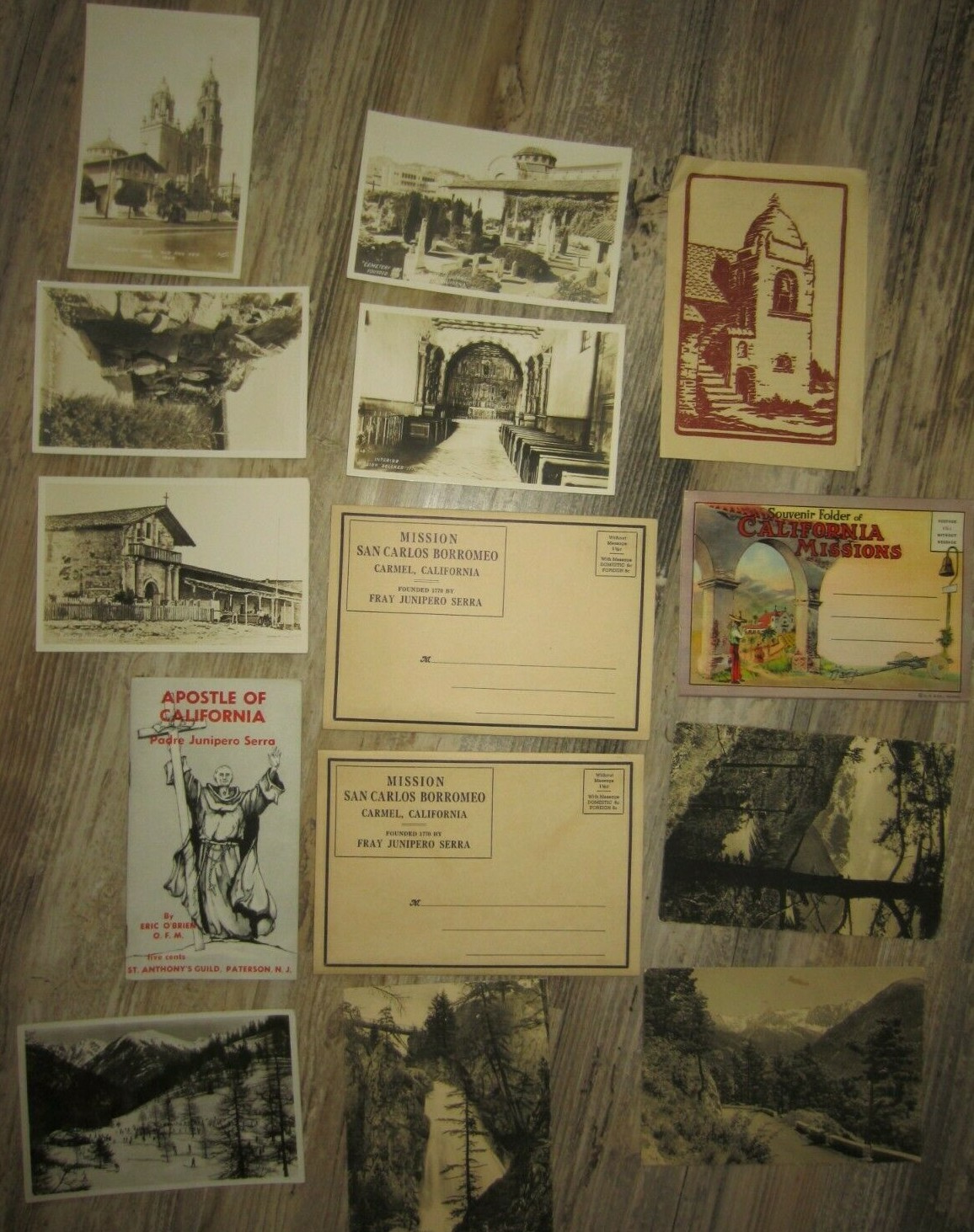 LOT RELIGIOUS ITEMS POSTCARDS PAMPHLETS VINTAGE 1940'S ?? MAINLY CALIFORNIA