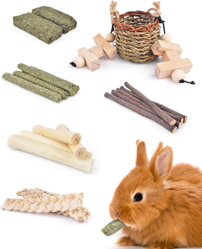 Rabbit Chew Toys, Natural Seagrass Hanging Basket Chews Water Plant Woven Bunny