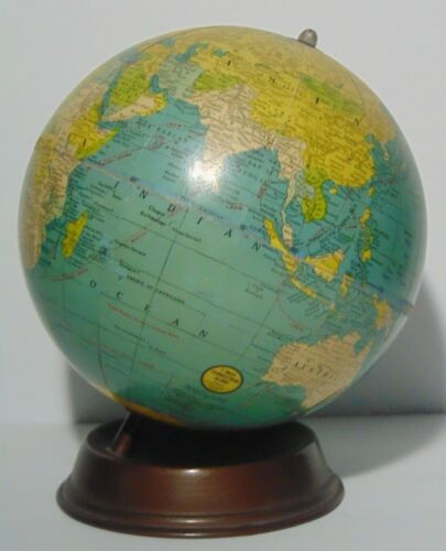 1950s Vintage Globe Small 7” GEORGE F CRAM 1950’s Terrestrial World Desk Globe