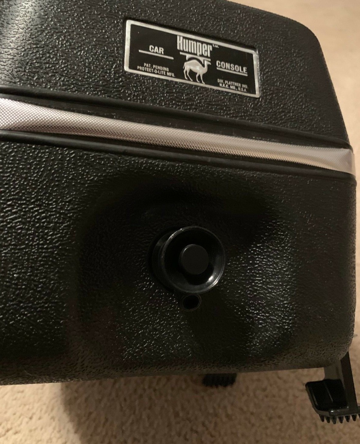 Vintage Black Humper Car Console Cooler, Holds Liquid, Adjustable legs, feet