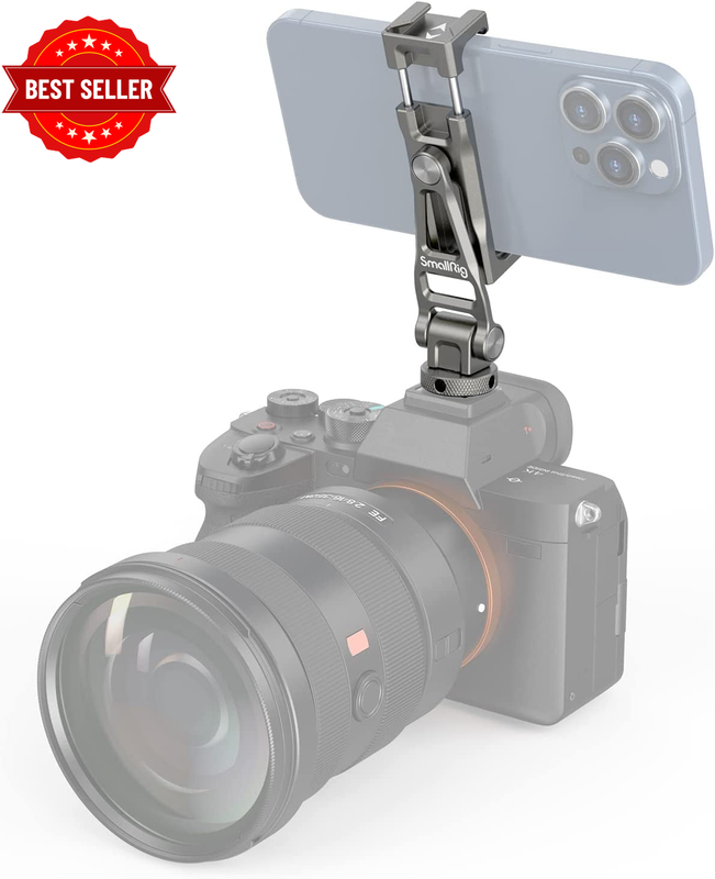 Universal Metal Phone Holder with Cold Shoes and 1/4"-20 Threaded Hole 360° Rota