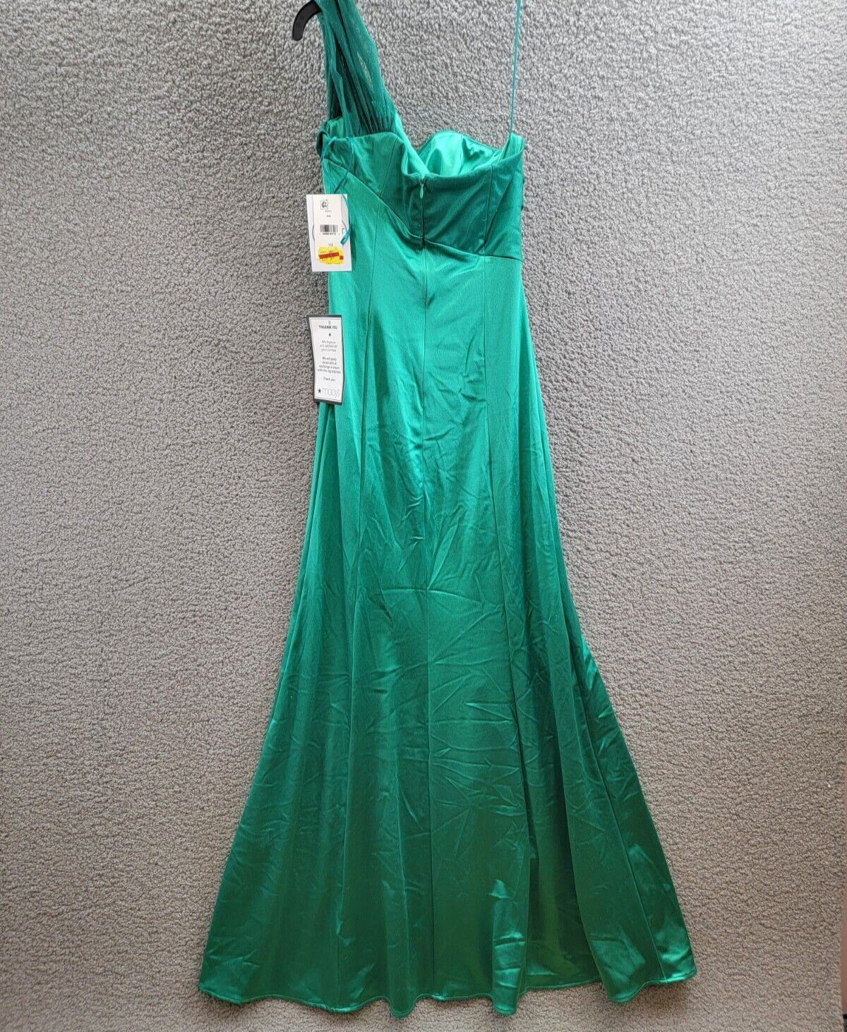 Violet Weekend One-Shoulder Tulle-Bodice Gown Juniors' 1/2 Jade Back Zip Closure - Picture 9 of 16