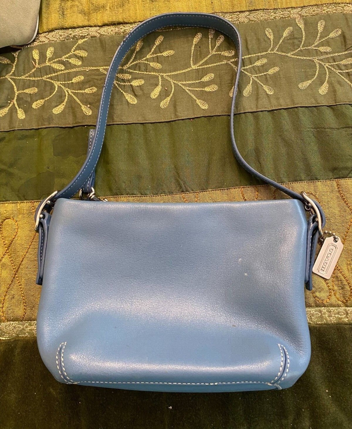 Vintage Authentic Coach Leather Blue Mini Bag | eBay Vintage Authentic Coach Leather Blue Mini Bag | eBay