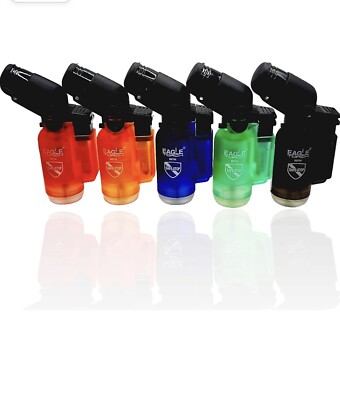 5 Pack Eagle Torch 45 Degree Jet Flame Refillable Torch Lighter Assorted Colors