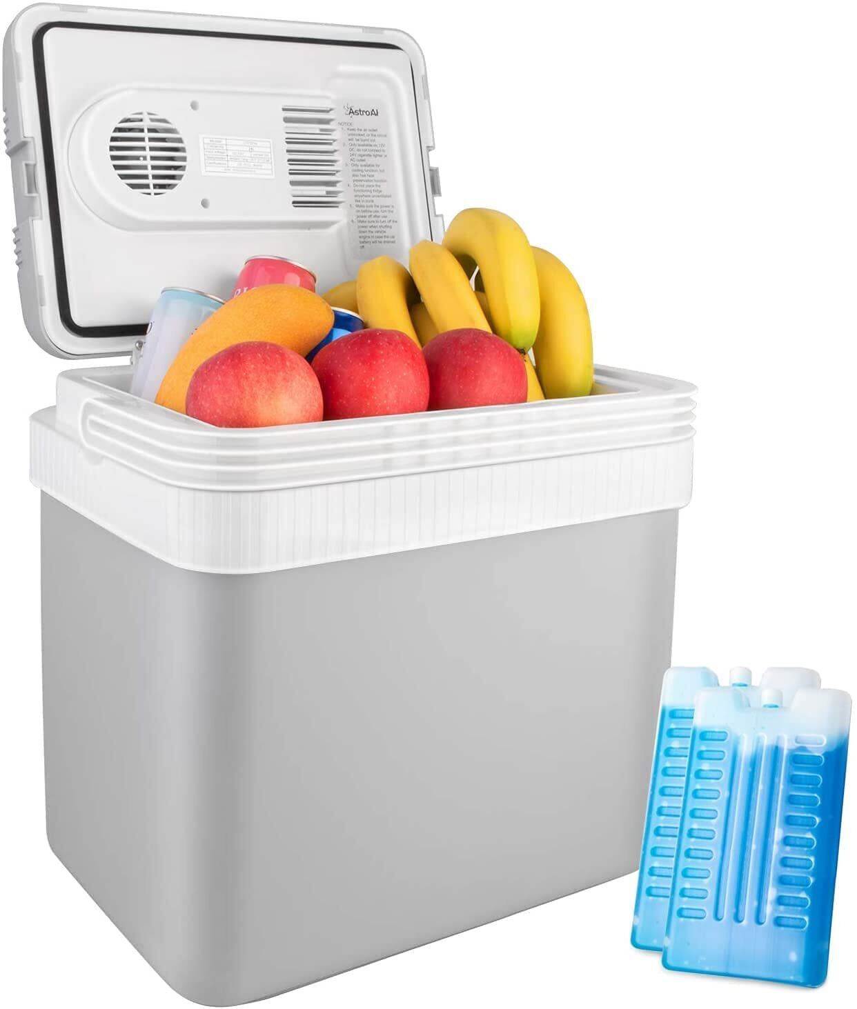 26Quart Electric Thermoelectric Car Cooler with 2 Ice Packs 