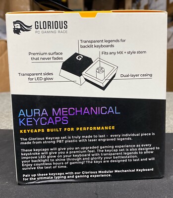 Glorious Gaming Aura Mechanical Pudding Keycaps Black 104 Key Set, ANSI Layout 