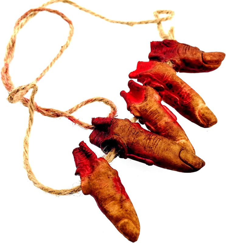 Severed Fingers 5 Pcs Fake Bloody Body Parts Halloween Prop Hanging Prank Decor