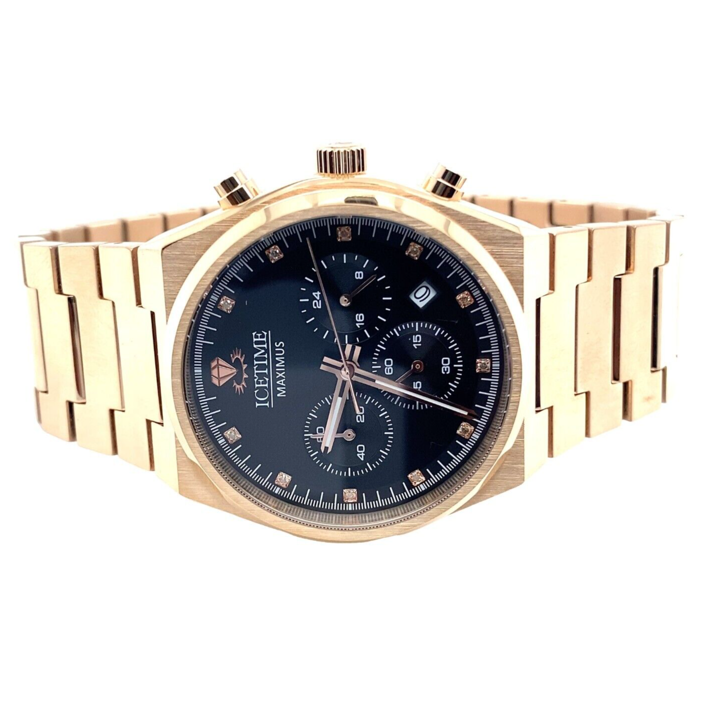 マキシマス IceTime Maximus 41mm Men Rose Gold Steel Watch Black Dial