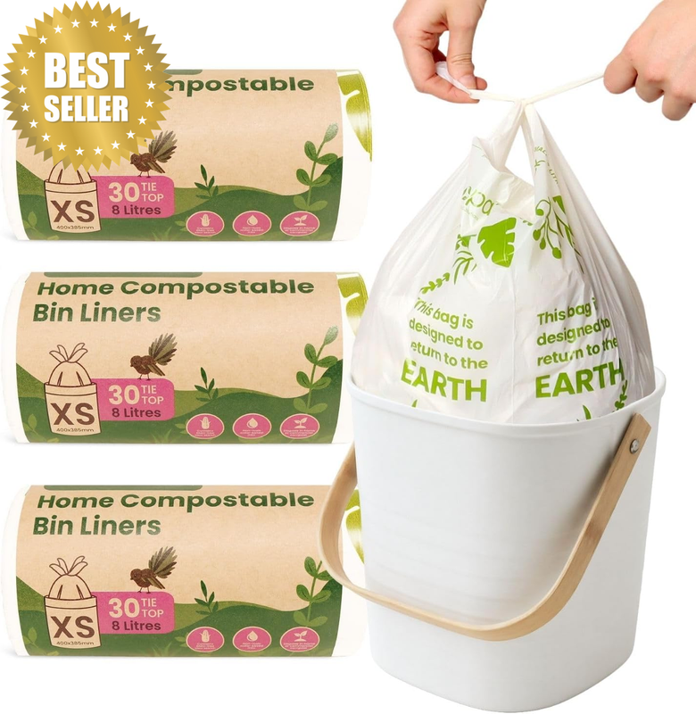 Mini 8L Compostable Bin Liners (90 Bags) | Strong, Thick, Biodegradable Bin Bags