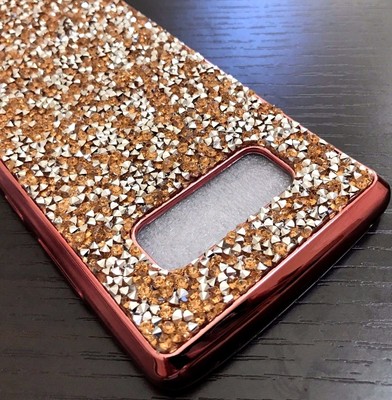 For Samsung Galaxy Note 8 - TPU Rubber Gummy Case Cover Rose Gold Diamond Studs