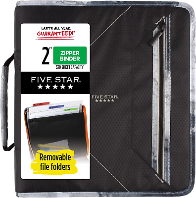 Five star 3 cheap ring zipper binder