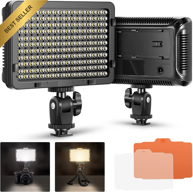 On Camera Video Light 176 LED Dimmable Panel 5600K with 1/4