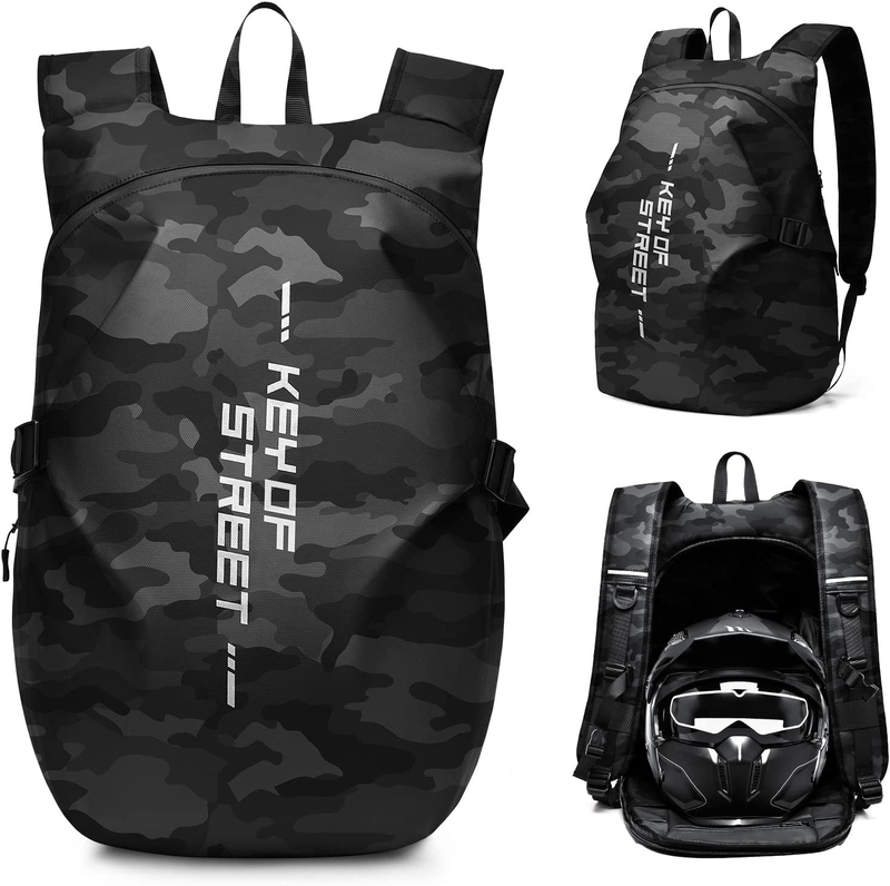 Motorcycle Backpack for Helmets, Waterproof , Reflective Safety Strips, Laptop S