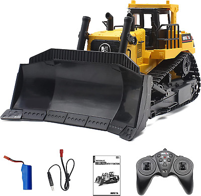 RC Bulldozer Toy 1/16 Scale 9 Channel RC Front Loader Tractor Full Functional 2.