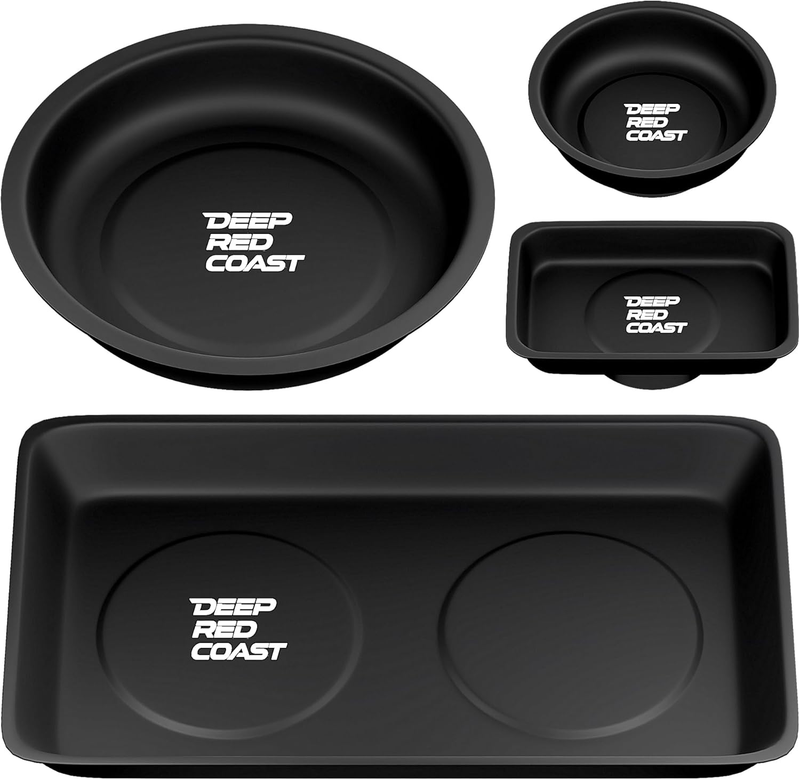 Magnetic Parts Tray, 4 Pack Stainless Steel Magnetic Trays, Black