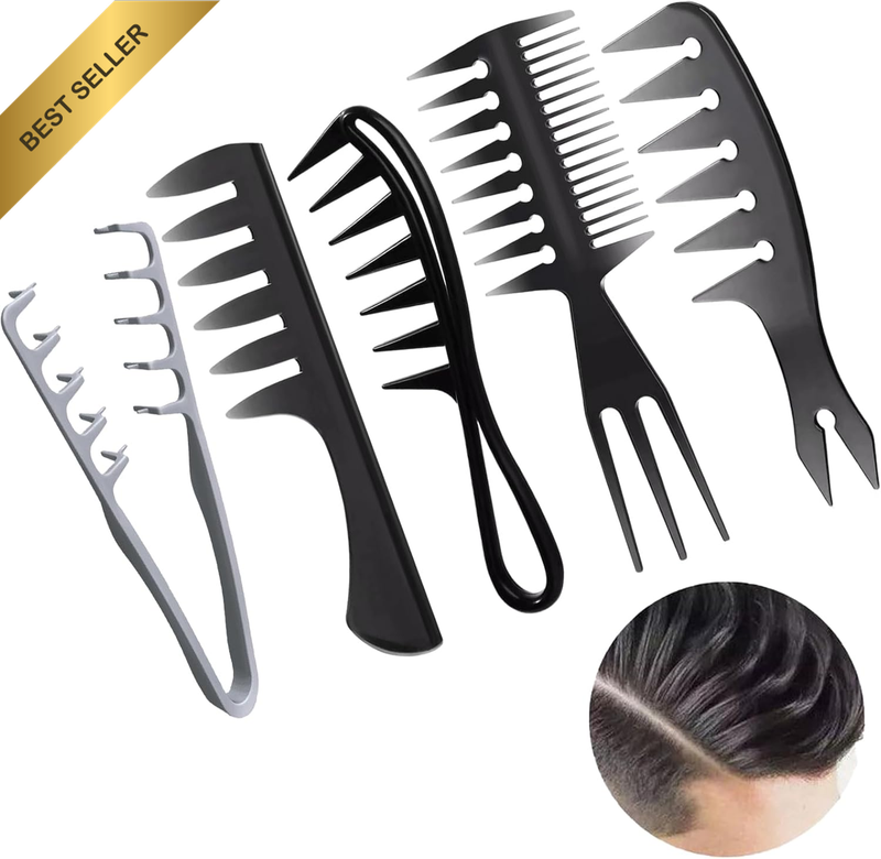 Texture Comb, 1 Pcs Texture Comb and 4 Pcs Wide Tooth Com Professional Styling T