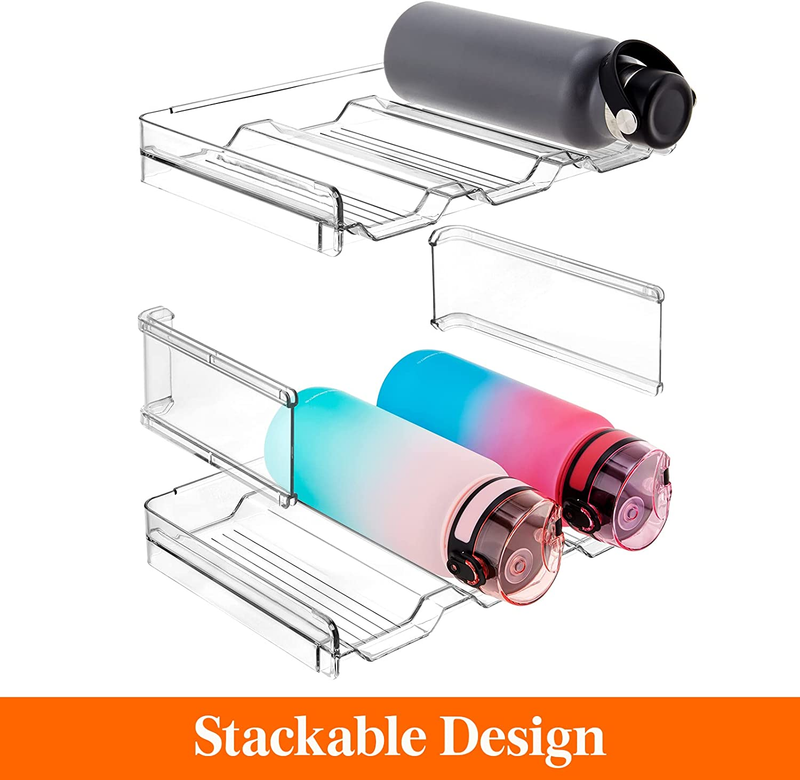 Stackable Water Bottle Organizer for Cabinet, Freezer, Pantry - Plastic Cup Hold