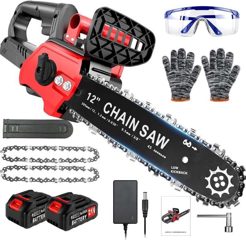 4000Mah Cordless Chainsaw, 12 Inch Electric Cordless Chainsaw Portable with Brus