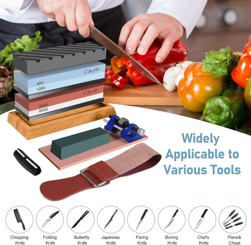 Sharpening Stone Set,  Premium Whetstone 400/1000 & 3000/8000 Grit Waterstone Ki