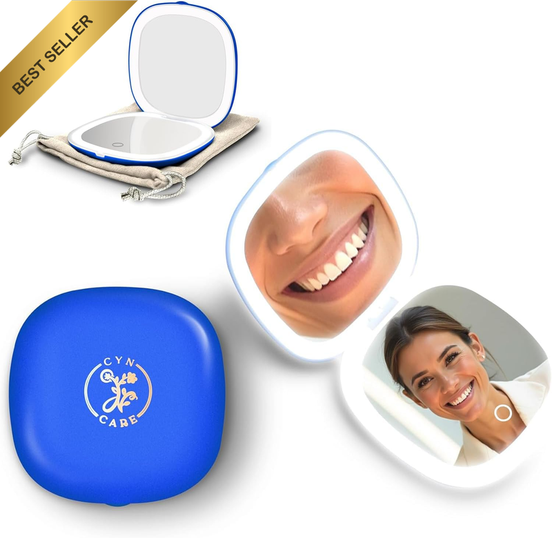 LED Compact Mirror – 1X & 10X Magnification | Travel Makeup Mirror with Adjustab