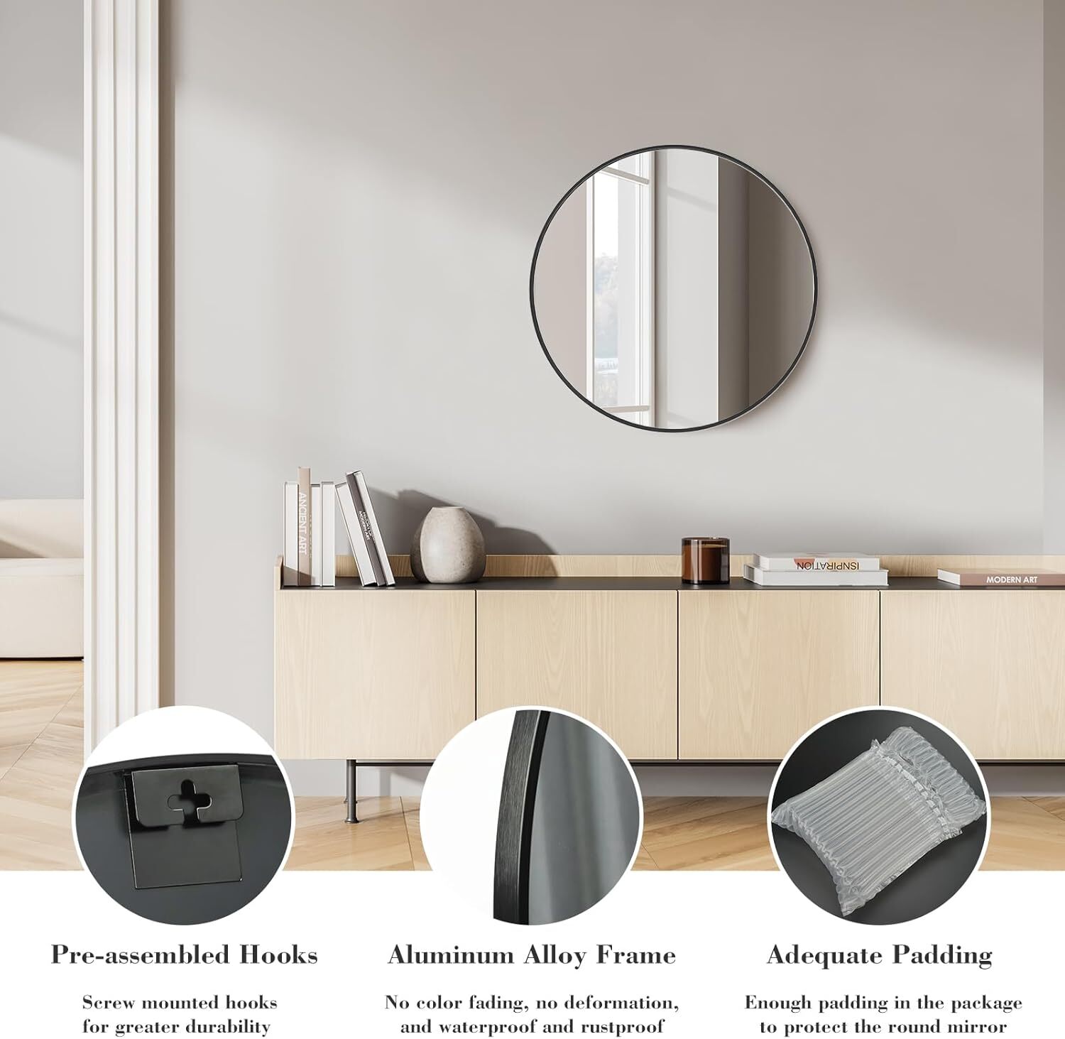 20"-30" Round Wall Mirror,Circle Mirror for Bathroom,Bedroom, Entryway,Vanity