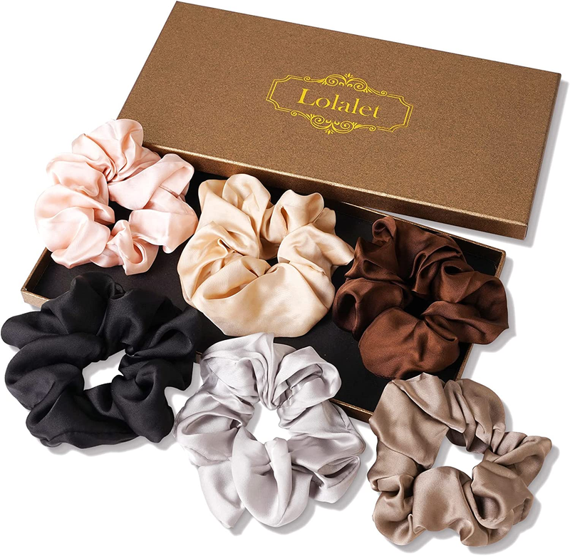 6 Pack Satin Scrunchies Hair Ties Sleep Tie Elastic For Thick Thin Hair Women Gi