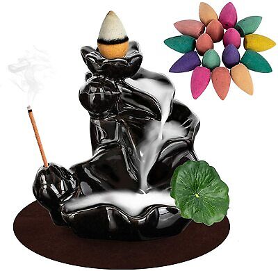 Waterfall Incense Holder Backflow Cone Ceramic Burner Handcrafted Porcelain Cens
