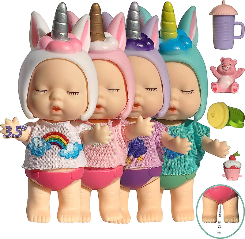 Naturally KIDS Unicorn Baby Dolls for 4 5 Year Old Girls 3 Inch Baby Unicorn Dol