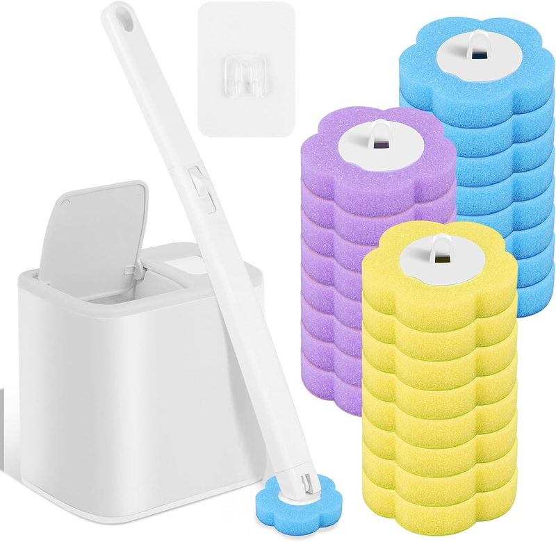 Disposable Toilet Brush, Toilet Bowl Cleaner Kit with 24PCS Replacement Heads,Au