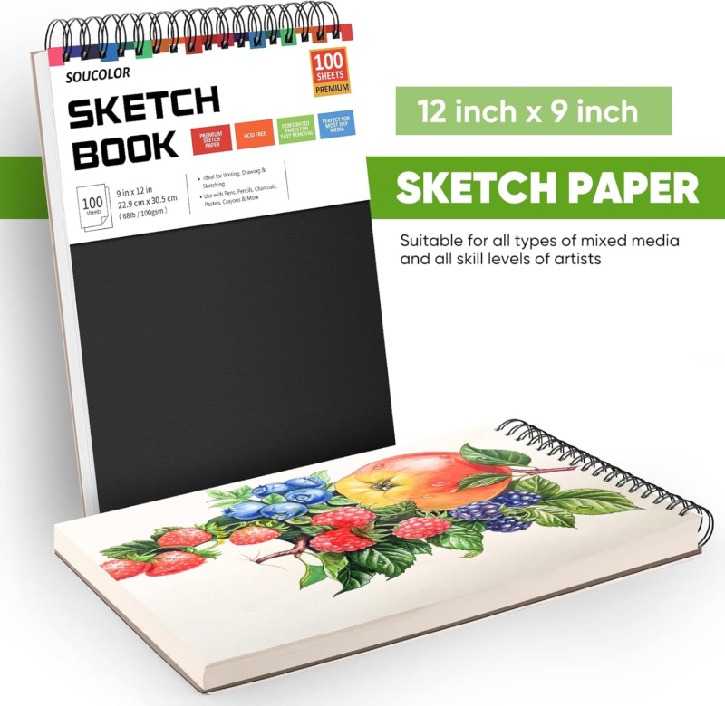 9x12 Sketch Book 100 Sheets Spiral Bound 100gsm Acid Free
